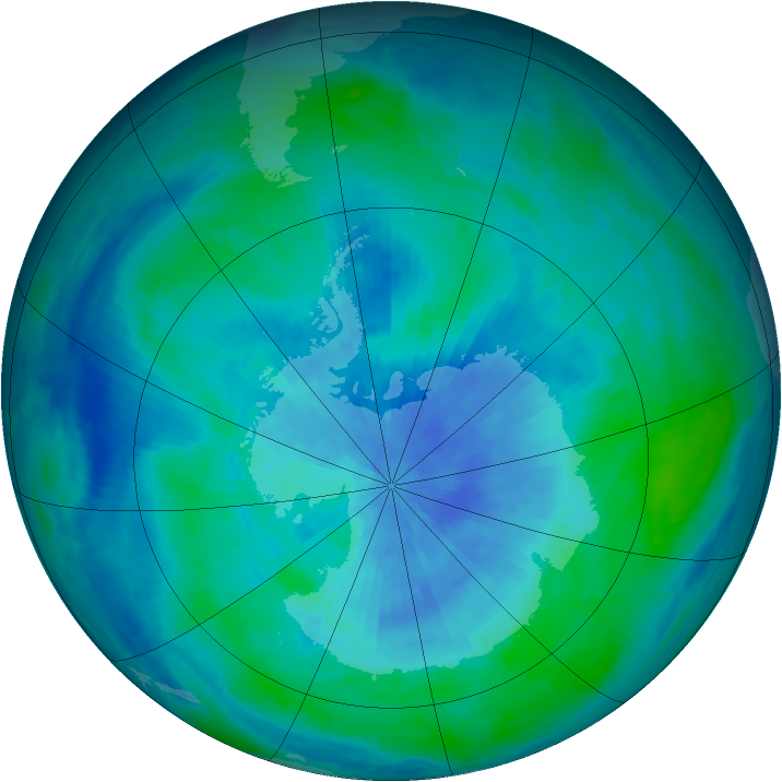 Antarctic ozone map for 11 March 1986